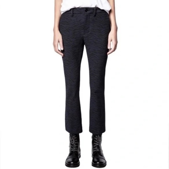 LIKE-NEW Zadig & Voltaire - Black-Navy Tiger Print Trousers  display picture 1